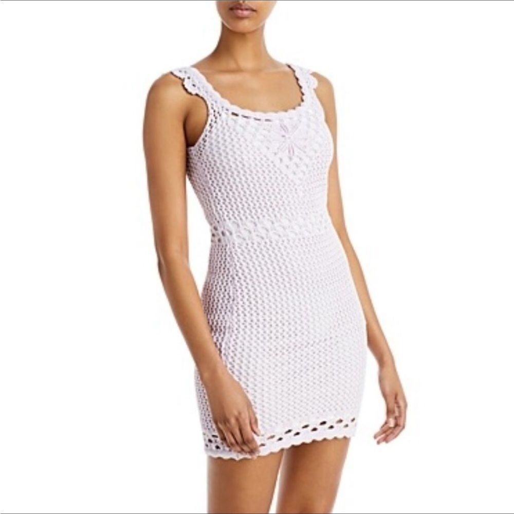 Aqua Marled Crocheted Sleeveless Dress Lavender XS